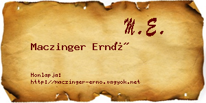 Maczinger Ernő névjegykártya