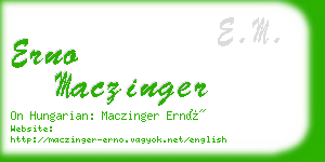 erno maczinger business card